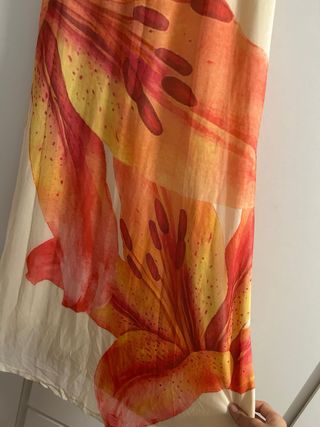 Falda larga estampada flores naranja