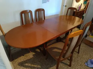 Mesa Comedor Extensible Haya 6 Sillas tapizadas