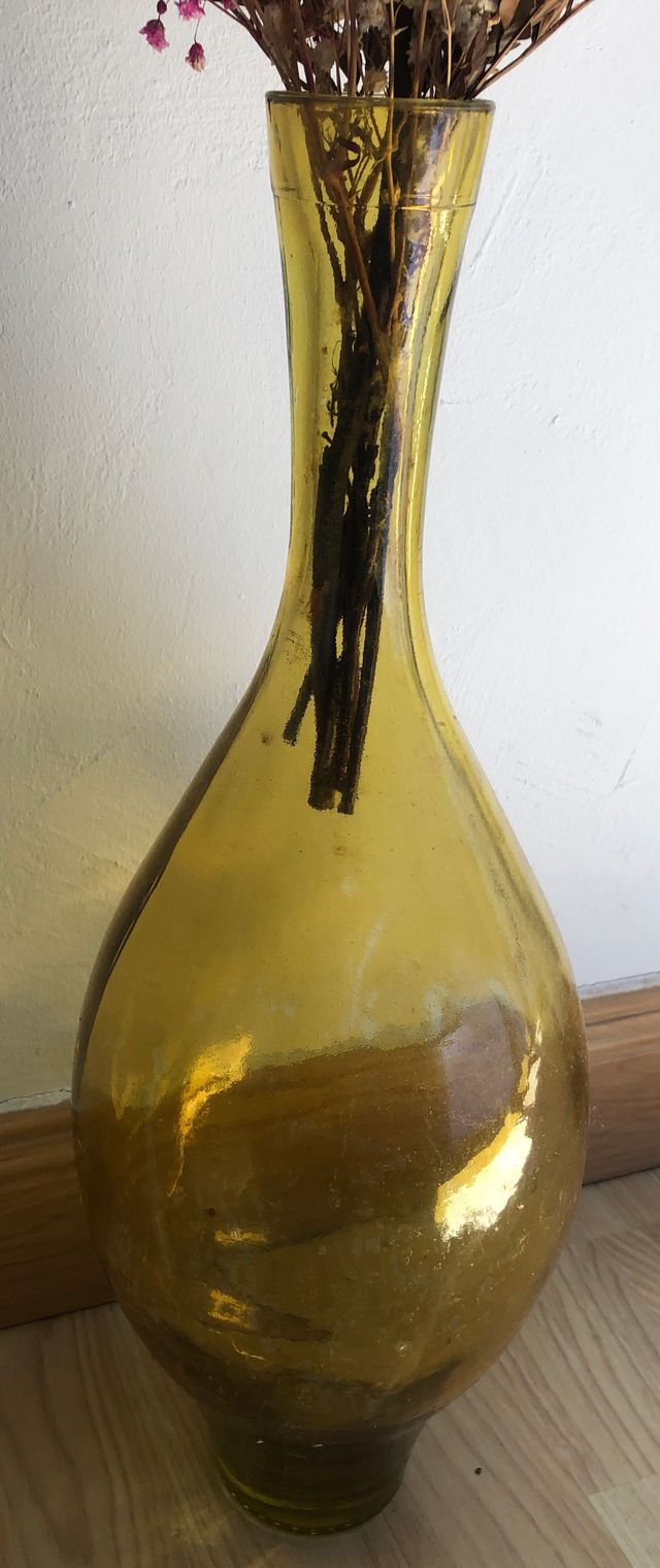 Jarrón cristal amarillo mostaza