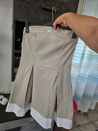 Abito beige e bianco donna