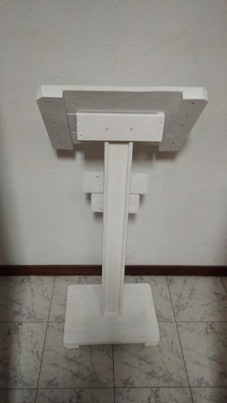 Atril portamenús hosteleria ESPERE AQUÍ blanco