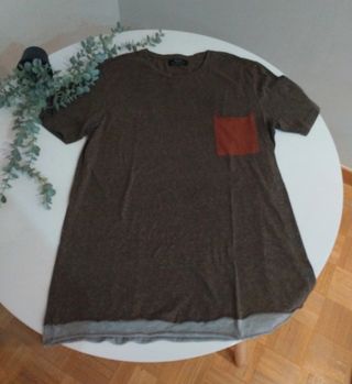 Camiseta Bershka L marrón-naranja