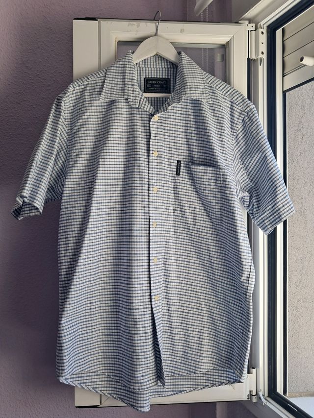 Camisa Green Coast manga corta - azul, blanca