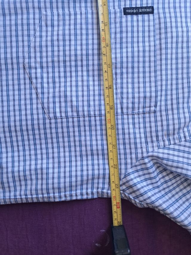 Camisa Green Coast manga corta - azul, blanca