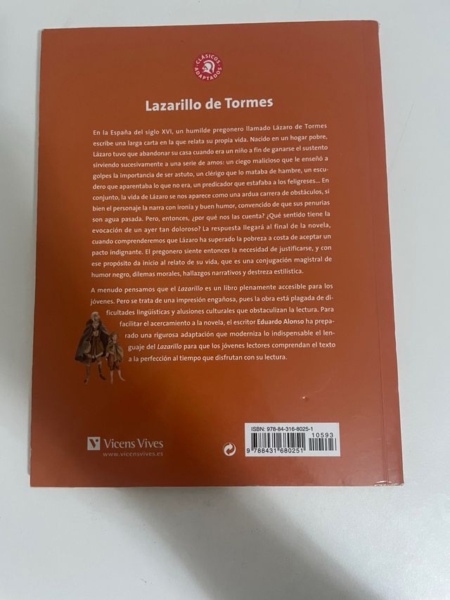 Libro de lectura Lazarillo De Tormes
