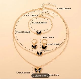 Set Gioielli Farfalla - Oro e Nero