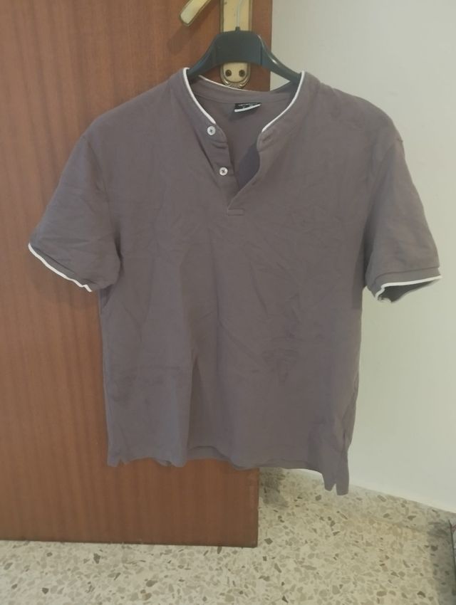Polo gris cuello mao