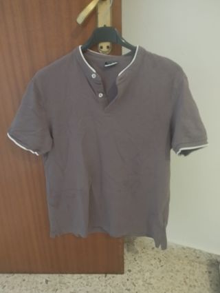 Polo gris cuello mao