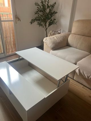 Mesa centro blanca y madera