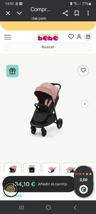 Carro paseo bebé rosa