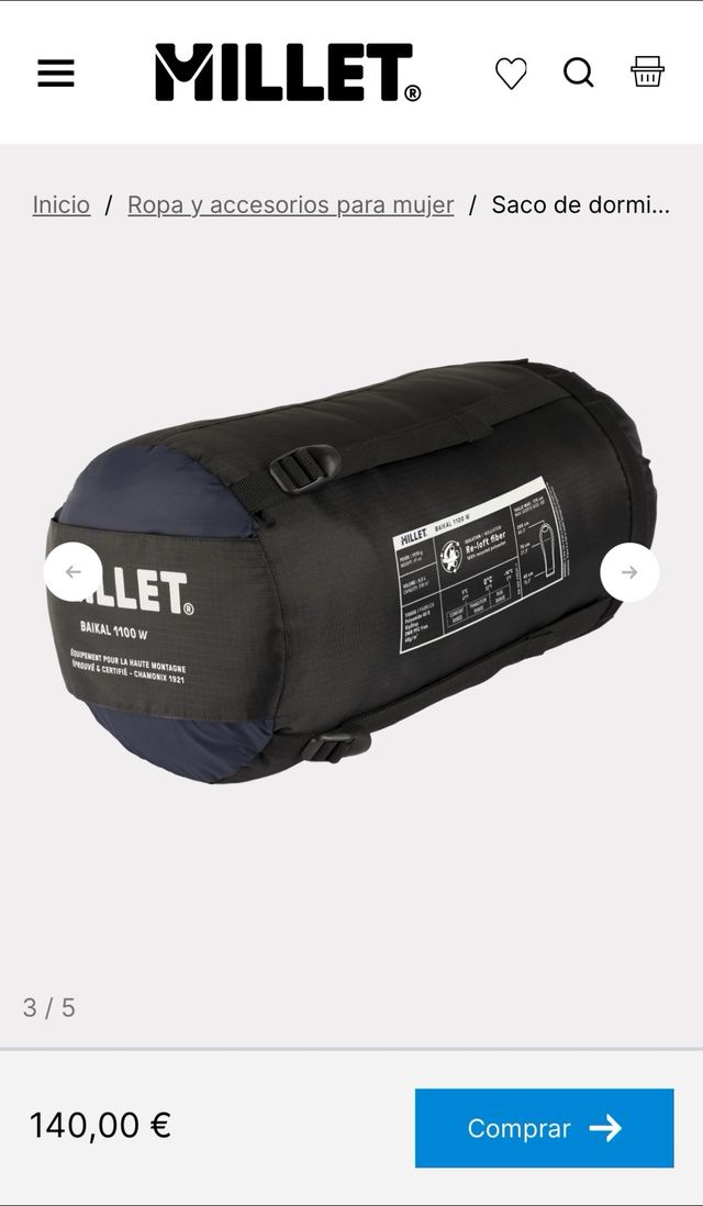 Saco dormir Millet Baikal 1100 W (mujer)