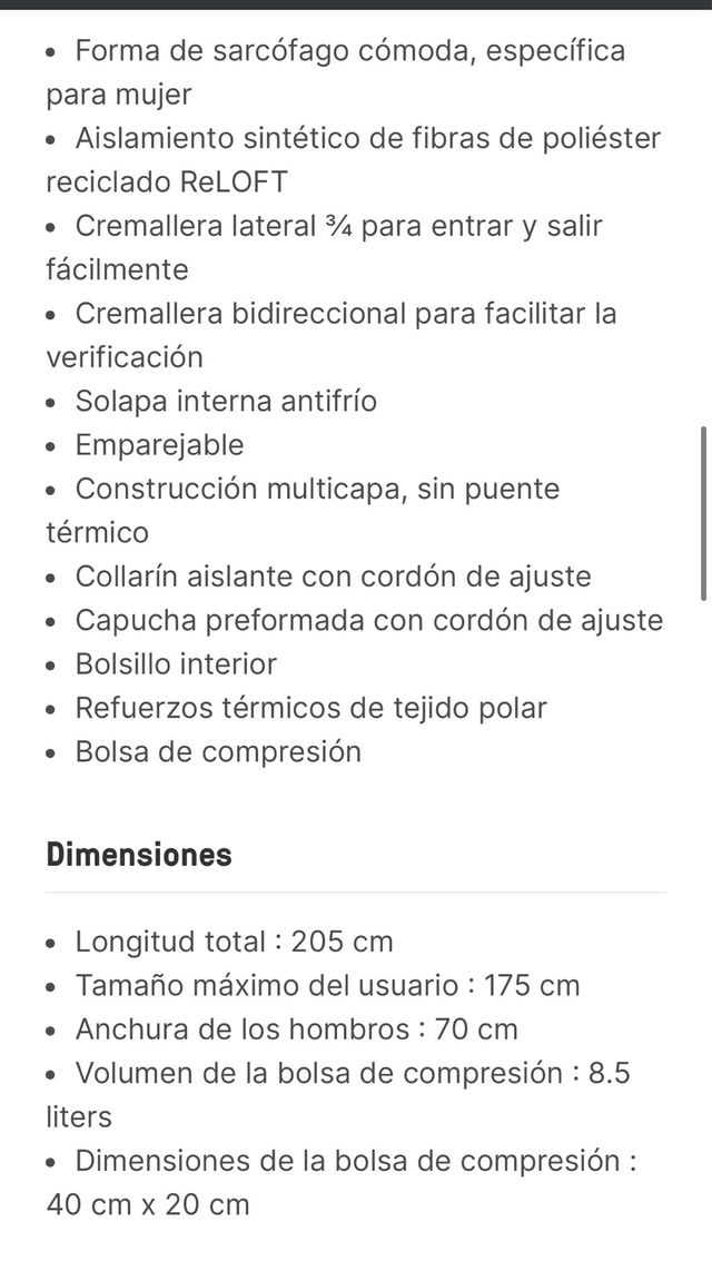 Saco dormir Millet Baikal 1100 W (mujer)