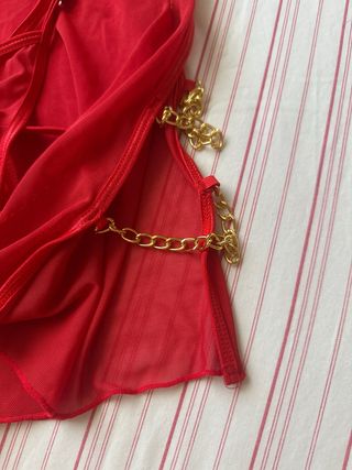 Babydoll rosso in pizzo
