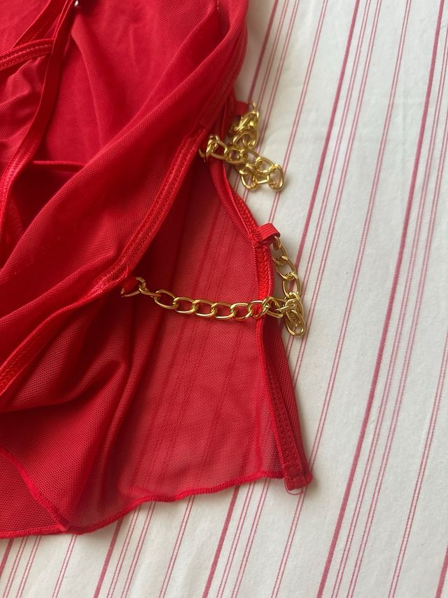 Babydoll rosso in pizzo