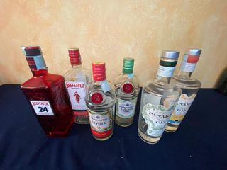 6 bottiglie Gin vuote: Beefeater,Tanqueray,Panarea