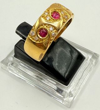 Anillo Circon Rosa de oro 18k, 4,23gr, Ref. O-159.