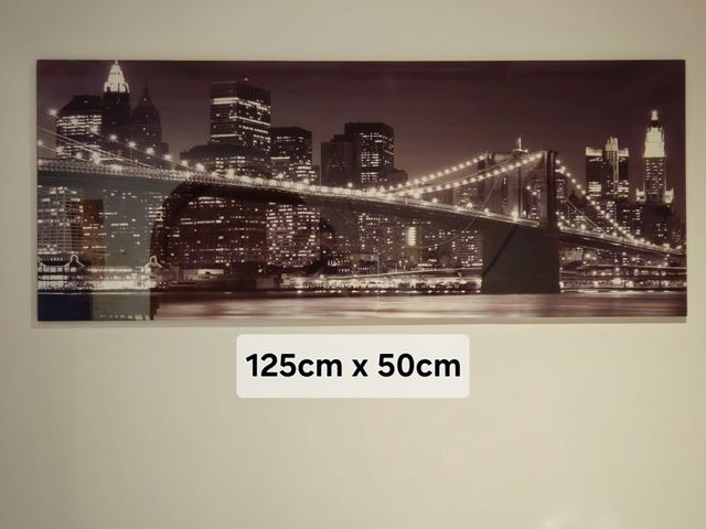 Quadro decorativo su vetro Skyline Brooklyn NY 125x50cm