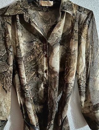 Blusa seda marrón beis
