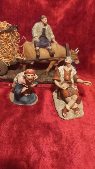Pesebre: pastor con carro de olot