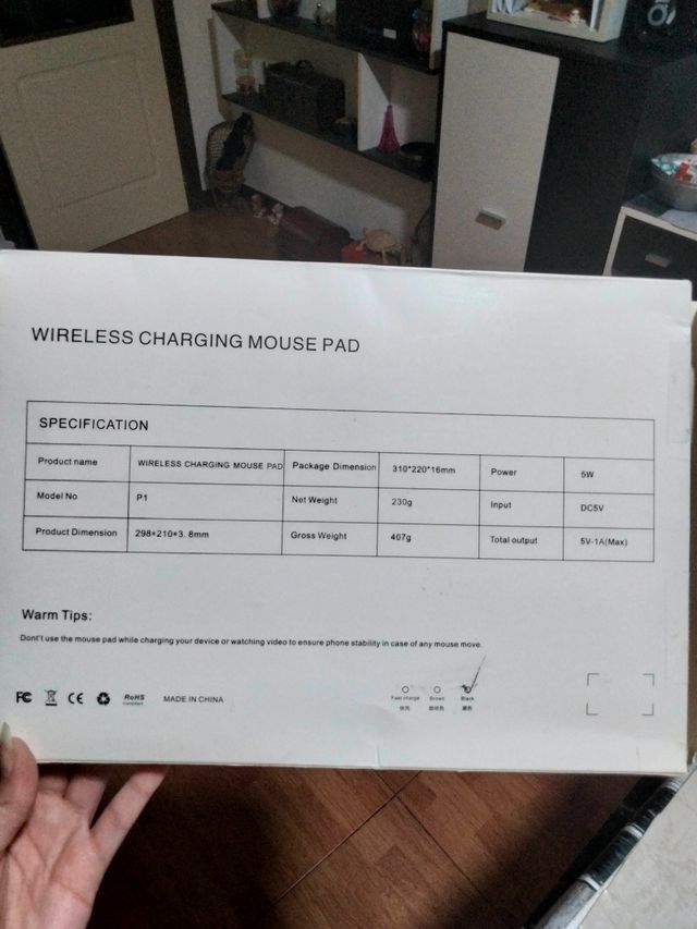 Tappetino per mouse con ricarica wireless