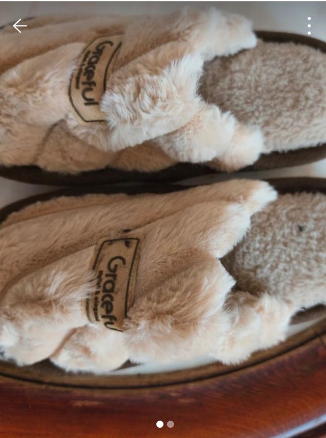Pantuflas felpa beige - Talla 36