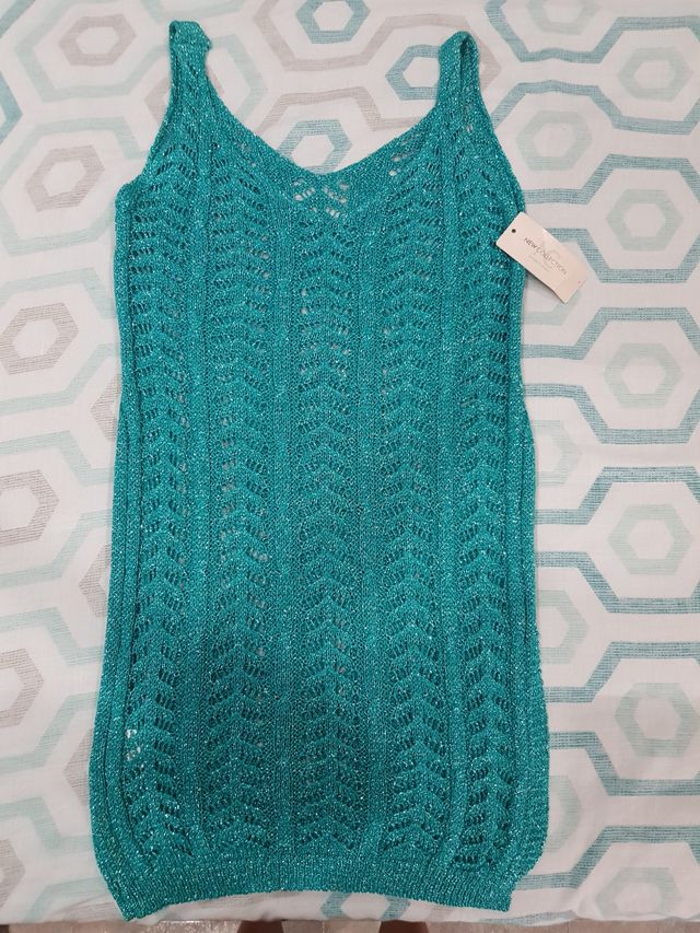 Vestido crochet turquesa con etiquetas 
