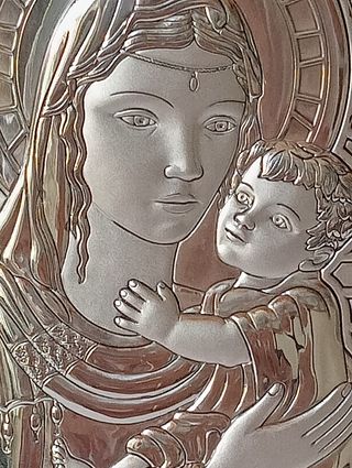 Icona Madonna Bambino Argento cm.14x5,5
