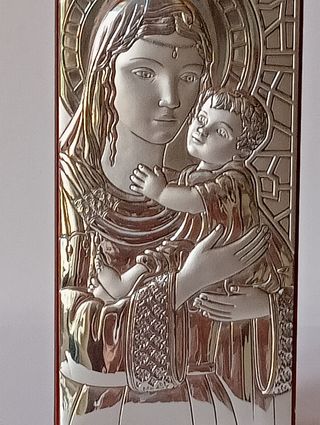 Icona Madonna Bambino Argento cm.14x5,5