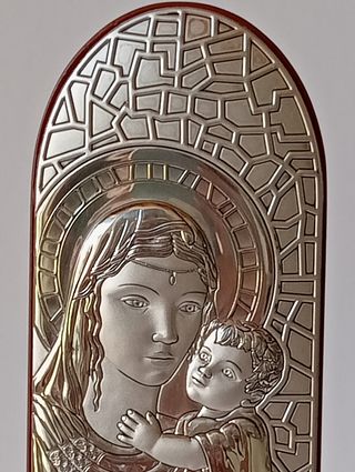 Icona Madonna Bambino Argento cm.14x5,5