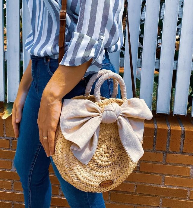 Bolso capazo natural - lazo lino y cremallera