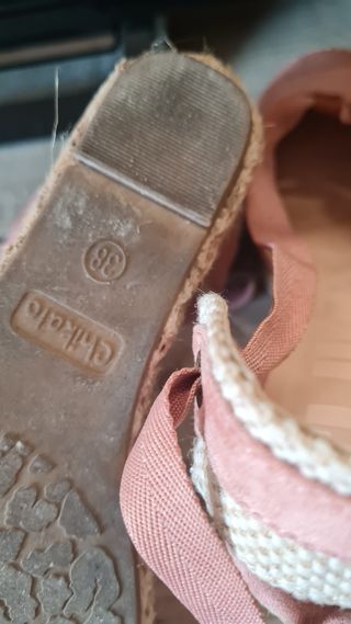 Alpargatas cuña beige-rosa
