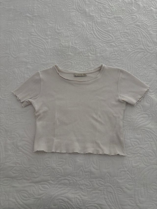 Top corto blanco de canalé