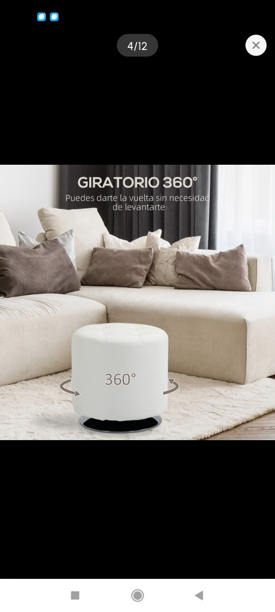 Puff giratorio blanco - Reposapiés