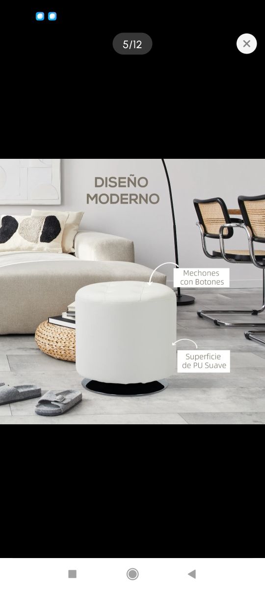 Puff giratorio blanco - Reposapiés