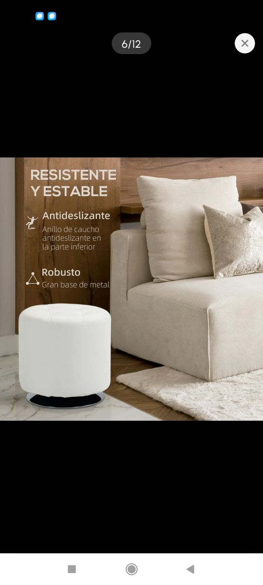 Puff giratorio blanco - Reposapiés