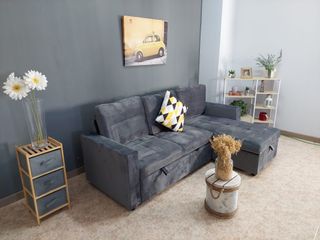 Sofá cama chaise longue gris