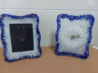 Cornice portafoto & orologio vetro Murano