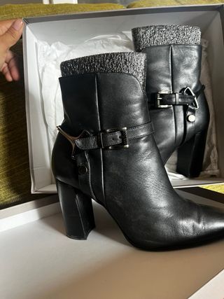 Botines negros tacón - Piel