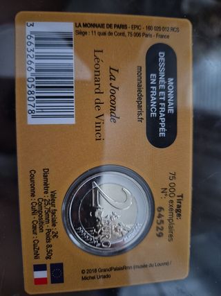 Moneda 2€ Francia 2025 homenaje al Louvre. 