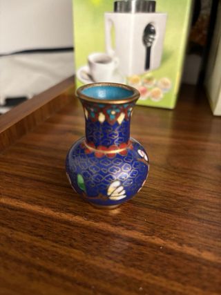 Jarrón Chino pequeño azul y dorado