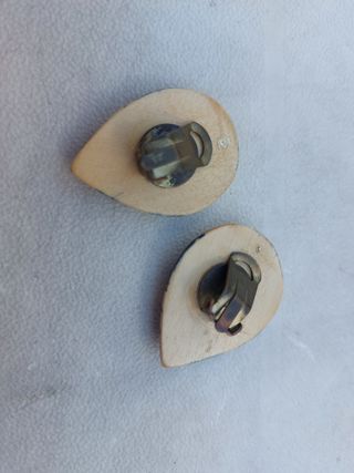 Orecchini etnici clip beige&blu
