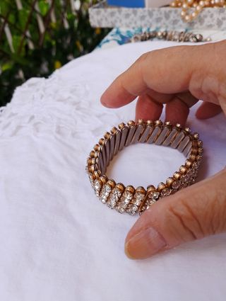 Bracciale strass oro | Gioiello vintage