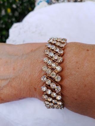 Bracciale strass oro | Gioiello vintage