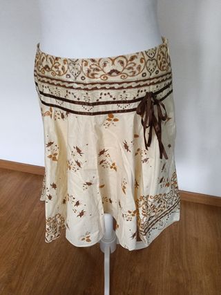 Falda beige y marrón - Talla M