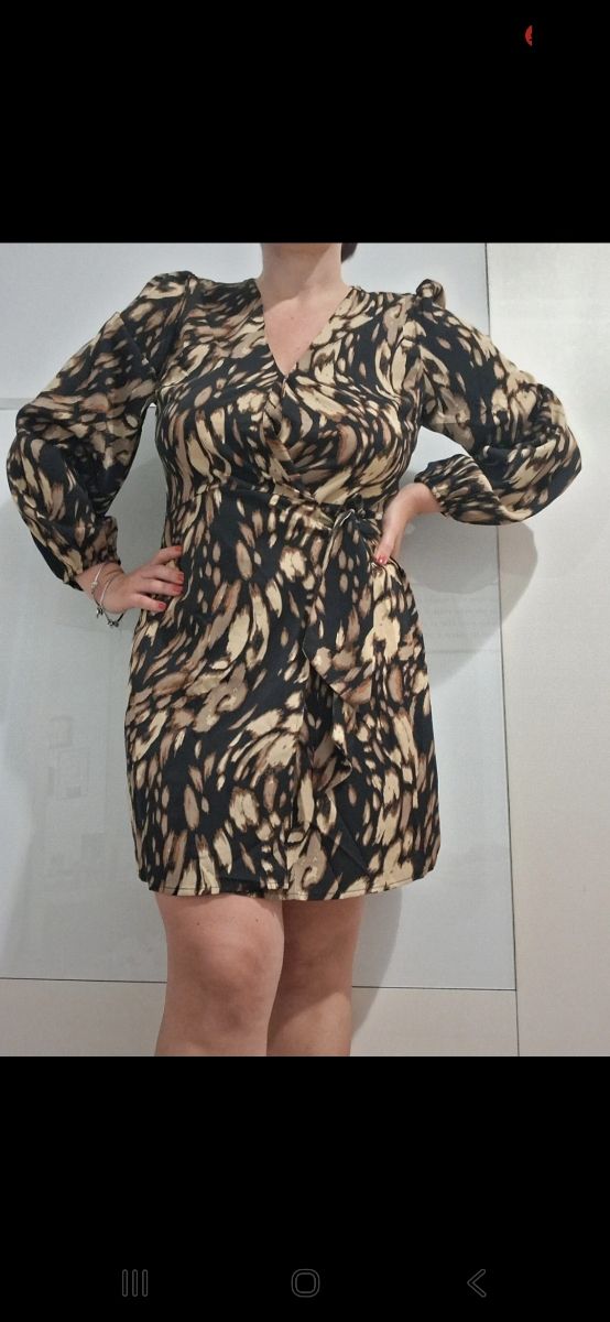 Vestito corto Leopardo Tg L / 44 italiana.
