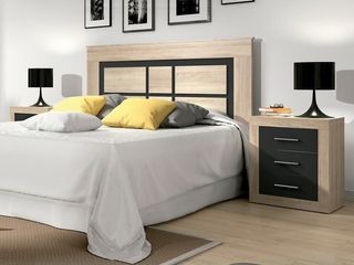 Cabecero cama + 2 mesitas noche - beige/neg NUEVO!