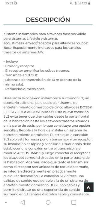 Bose SL2 sistema inalambrico