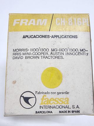 Filtro aceite MORRIS. MG. MINI. AUSTIN INNOCENTI..