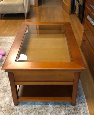 Mesa centro madera con cristal
