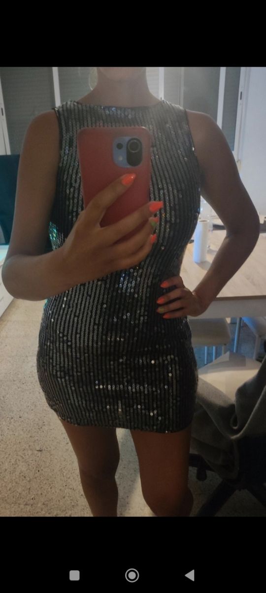 Vestido lentejuelas negro plata
